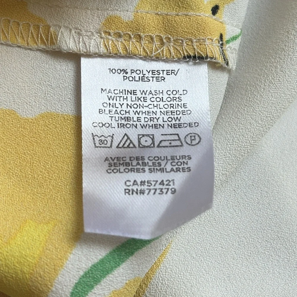 ANN TAYLOR Petite Floral Camp Shirt - Yellow Spring Size Large Tall - Picture 10 of 11